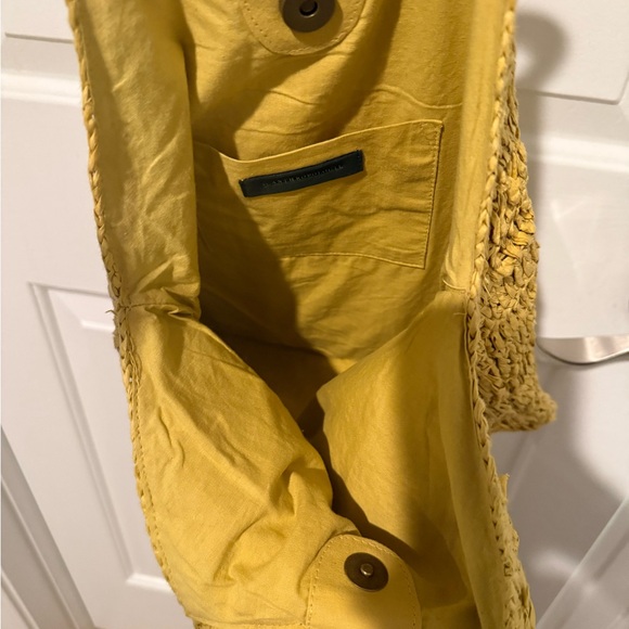 Anthropologie Rosalita Rafia Yellow Fringe Tote Bag - Picture 10 of 16